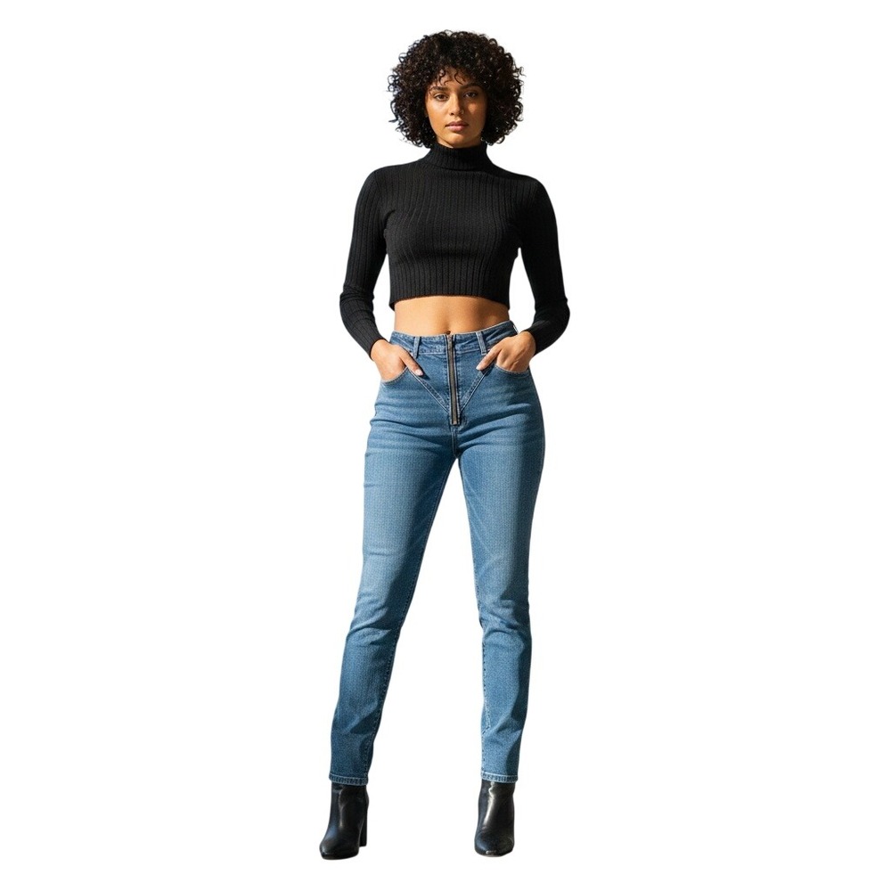 GOOD AMERICAN Good Classic High Rise Exposed Zipper Jeans Size 8 / 29 NWT $195